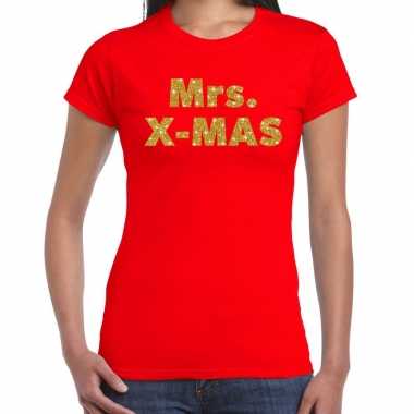 Fout kerst shirt mrs x mas goud / rood dames