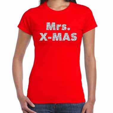 Fout kerst shirt mrs x mas zilver / rood dames