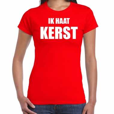 Fout kerst t shirt ik haat kerst rood dames