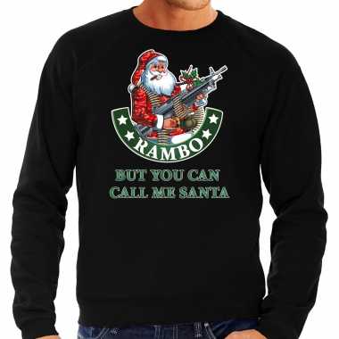 Fout kersttrui / outfit rambo but you can call me santa zwart heren