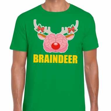 Foute kerst t shirt braindeer groen heren