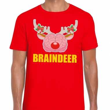 Foute kerst t shirt braindeer rood heren