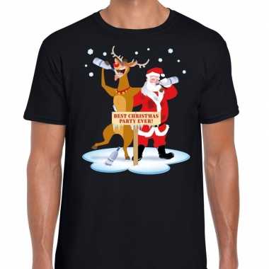 Foute kerst t shirt dronken kerstman rudolf zwart heren