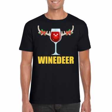 Foute kerst t shirt winedeer zwart heren