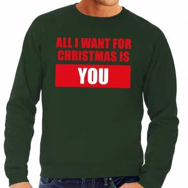 Foute kersttrui all i want for christmas is you groen heren