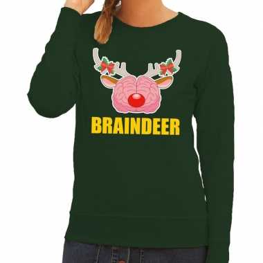 Foute kersttrui braindeer groen dames