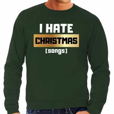 Foute kersttrui i hate christmas songs groen heren