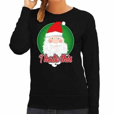 Foute kersttrui i hate this zwart dames