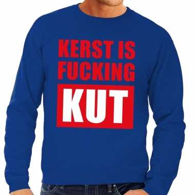 Foute kersttrui kerst is fucking kut blauw heren