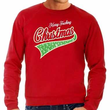 Foute kersttrui merry fucking christmas rood heren