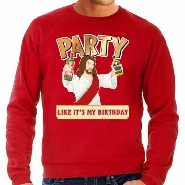 Foute kersttrui party jezus rood heren