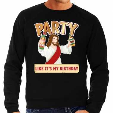 Foute kersttrui party jezus zwart heren