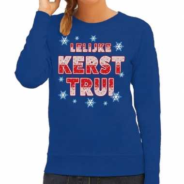 Foute kersttrui / sweater lelijke kerst trui blauw dames