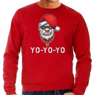 Grote maten gangster / rapper santa foute kersttrui / outfit rood heren