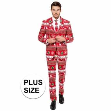 Grote maten heren kostuum kerstboom print