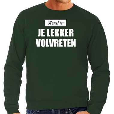 Grote maten kerst is je lekker volvreten foute kersttrui / kerst outfit groen heren