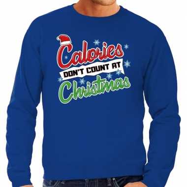 Grote maten kersttrui calories dont count christmas blauw heren