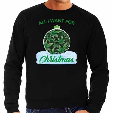 Wiet kerstbal sweater / foute kersttrui all i want for christmas zwart heren