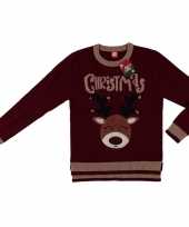 Bordeaux rode kersttrui rendier dames