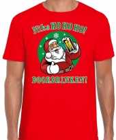 Fout kerst shirt bier drinkende santa ho ho ho rood heren