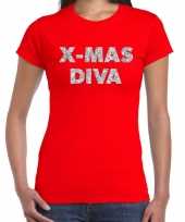 Fout kerst-shirt bij mas diva zilver rood dames