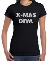 Fout kerst-shirt bij mas diva zilver zwart dames