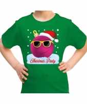 Fout kerst-shirt coole kerstbal christmas party groen kids 10174942