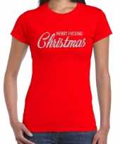 Fout kerst-shirt merry fucking christmas zilver rood dames