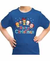 Fout kerst-shirt t-shirt dieren merry christmas blauw kids