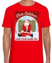 Fout kerst t shirt fuck christmas rood heren