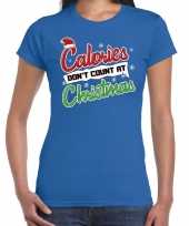 Fout kerstshirt blauw calories dont count christmas dames