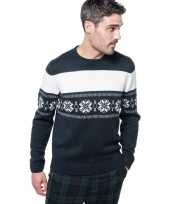 Foute gebreide kersttrui navyblauw sterren motief heren