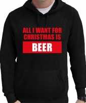 Foute kerst hoodie trui all i want for christmas zwart heren