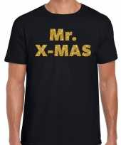 Foute kerst t-shirt mr bij mas goud glitter zwart heren