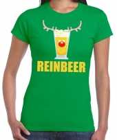 Foute kerst t shirt reinbeer groen dames