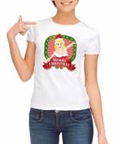 Foute kerst t shirt wit merry christmas dames