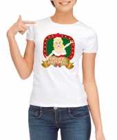 Foute kerst t shirt wit touch my jingle bells dames