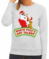 Foute kersttrui grijs north poles got talent dames