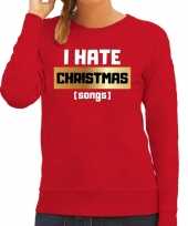 Foute kersttrui i hate christmas songs rood dames