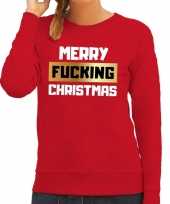 Foute kersttrui sweater merry fucking christmas rood dames