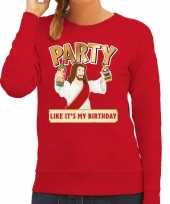 Foute kersttrui sweater party like its my birthday rood dames