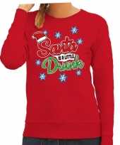 Foute kersttrui sweater santa is a little drunk rood dames