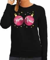 Foute kersttrui sweater zwart roze merry xmas dames