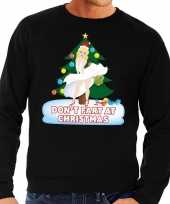 Foute kersttrui zwart dont fart at christmas heren
