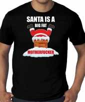 Grote maten fout kerstshirt outfit santa is a big fat motherfucker zwart heren