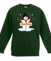 Kersttrui sneeuwpop groen kinderen