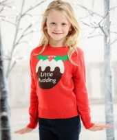 Rode kersttrui kinderen little pudding