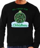 Wiet kerstbal sweater foute kersttrui all i want for christmas zwart heren