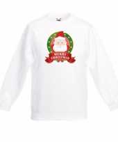 Wit kerst sweater kersttrui kinderen kerstman print