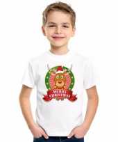 Wit kerst t shirt kinderen een rendier